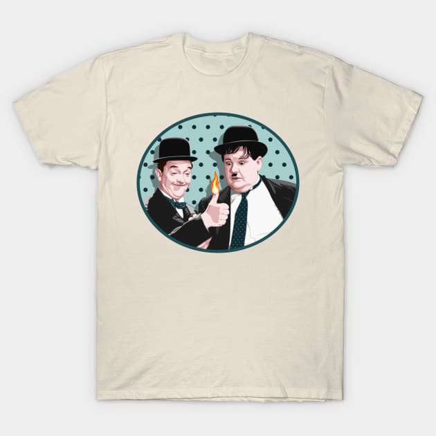 Laurel & Hardy - Give Me a Light (V1) T-Shirt by PlaidDesign